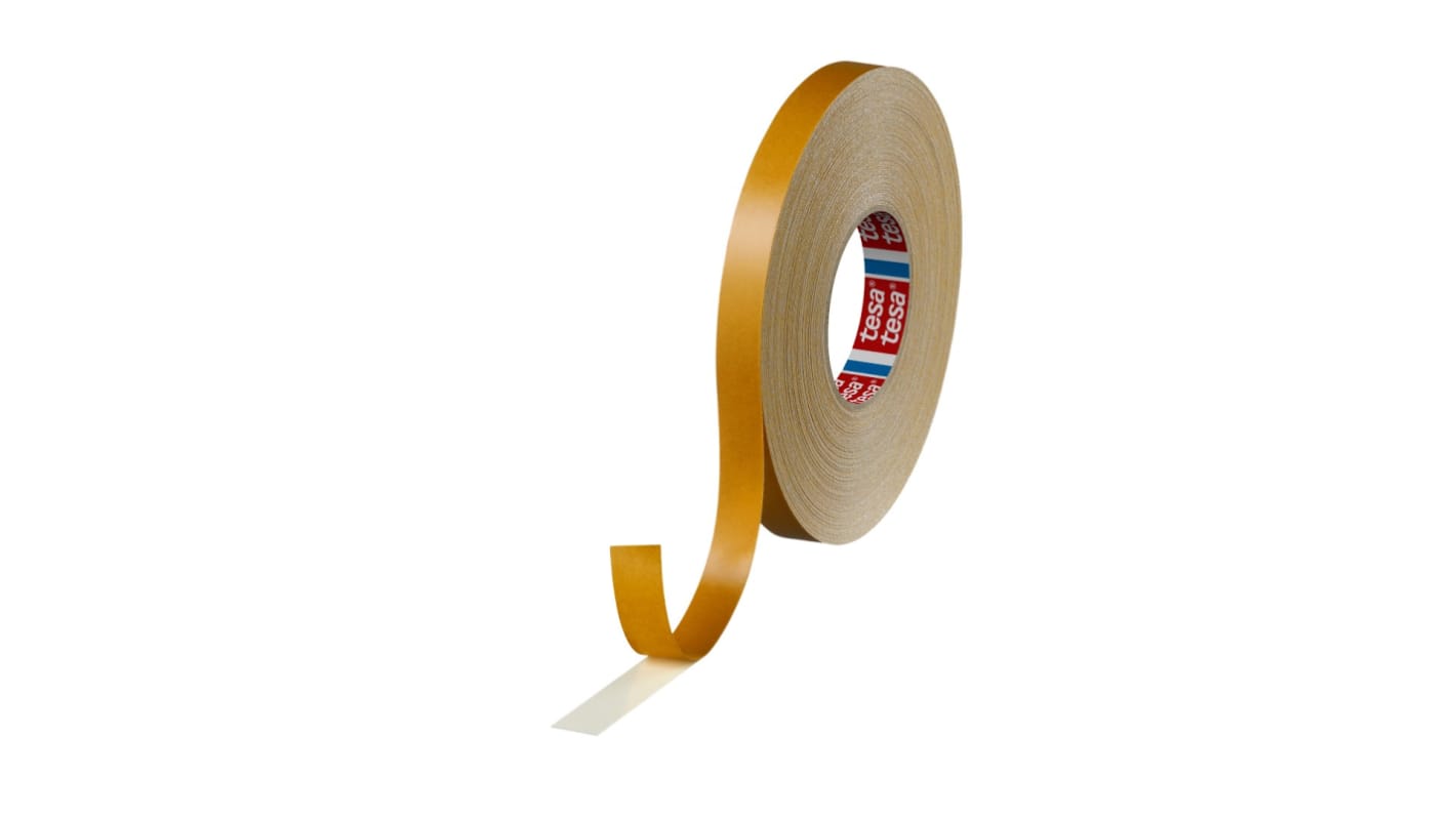 Tesa 4964 White Double Sided Cloth Tape, 0.390mm Thick, 7,6 N/cm, Cloth Backing, 19mm x 50m