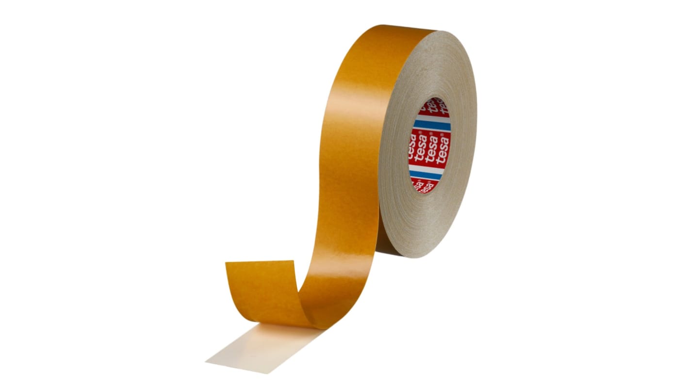 Tesa 4964 White Double Sided Cloth Tape, 390 Thick, 7,6 N/cm, Cloth Backing, 50mm x 50m