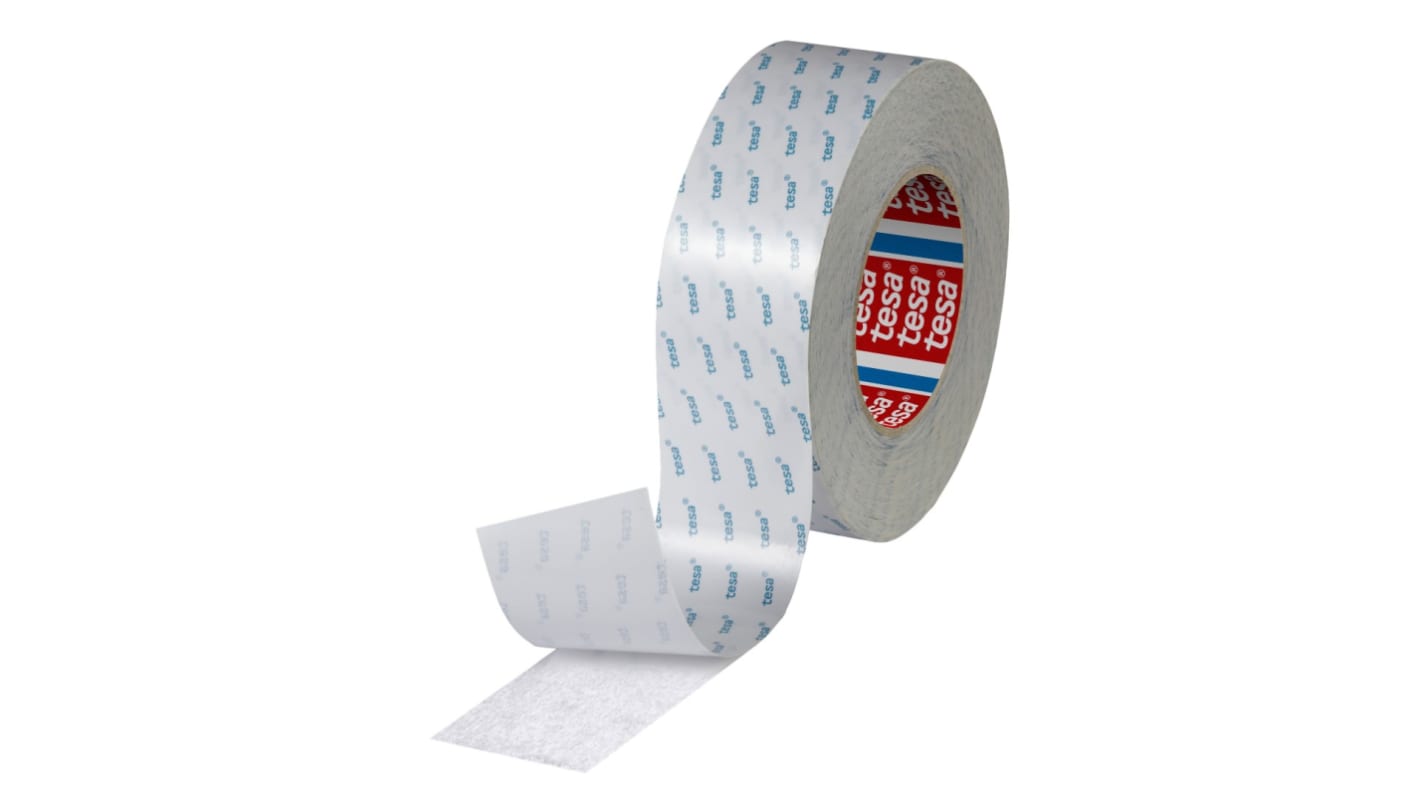 Tesa 4943 Translucent Double Sided Cloth Tape, 100 Thick, 8,1 N/cm, Non-Woven Backing, 50mm x 50m