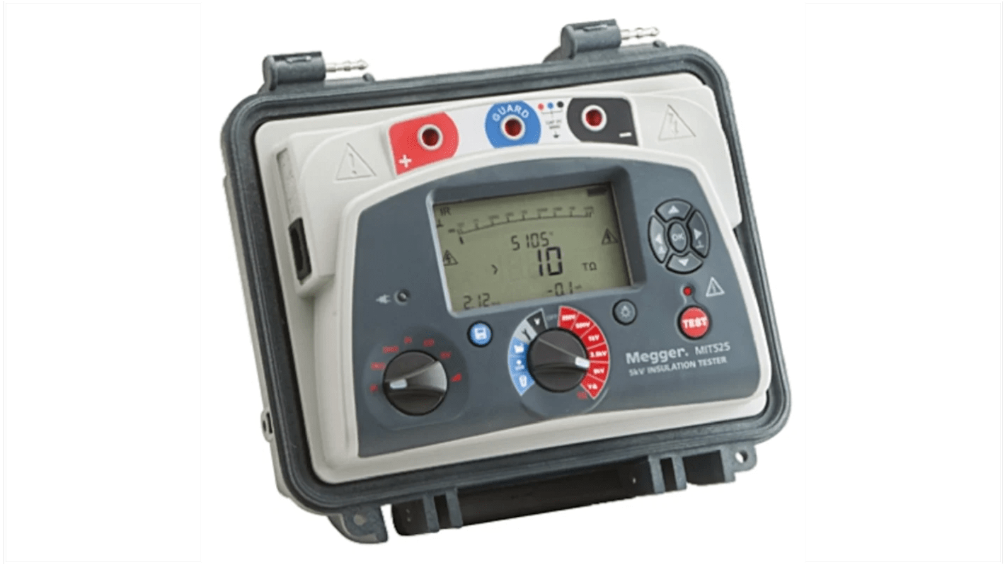 Megger MIT525 Insulation Tester, 250V Min, 5000V Max, 10TΩ Max, CAT IV