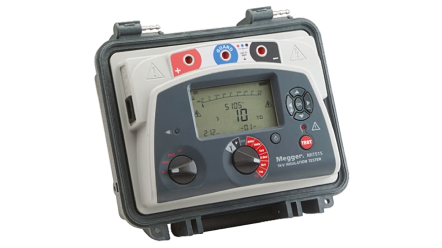 Megger MIT515 Insulation Tester, 250V Min, 5000V Max, 10TΩ Max, CAT IV