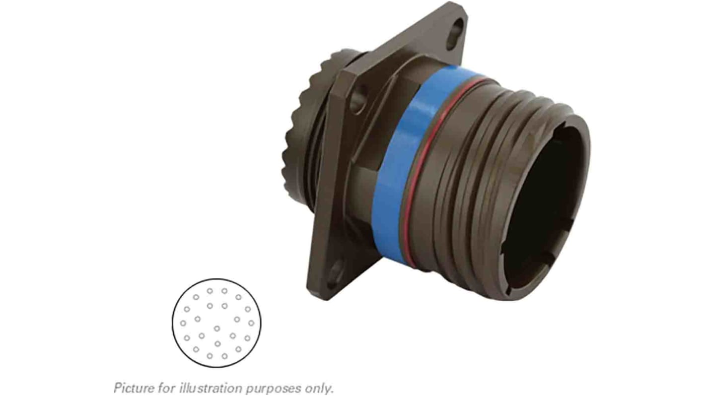 Souriau Sunbank by Eaton, 8D, Copper Alloy 22 Way Panel Mount MIL Spec Circular Connector Receptacle, Pin