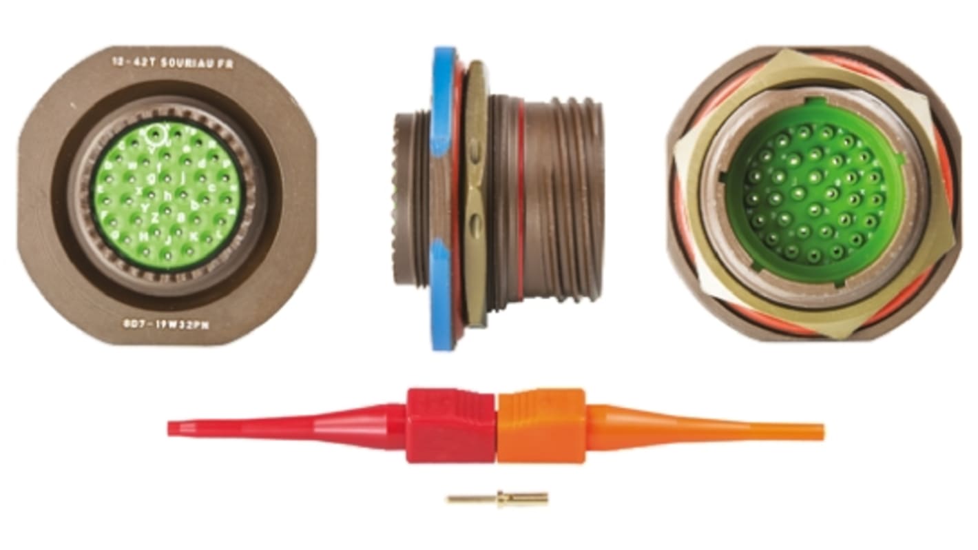 Souriau Sunbank by Eaton, 8D, Copper Alloy 32 Way Panel Mount MIL Spec Circular Connector Receptacle, Pin