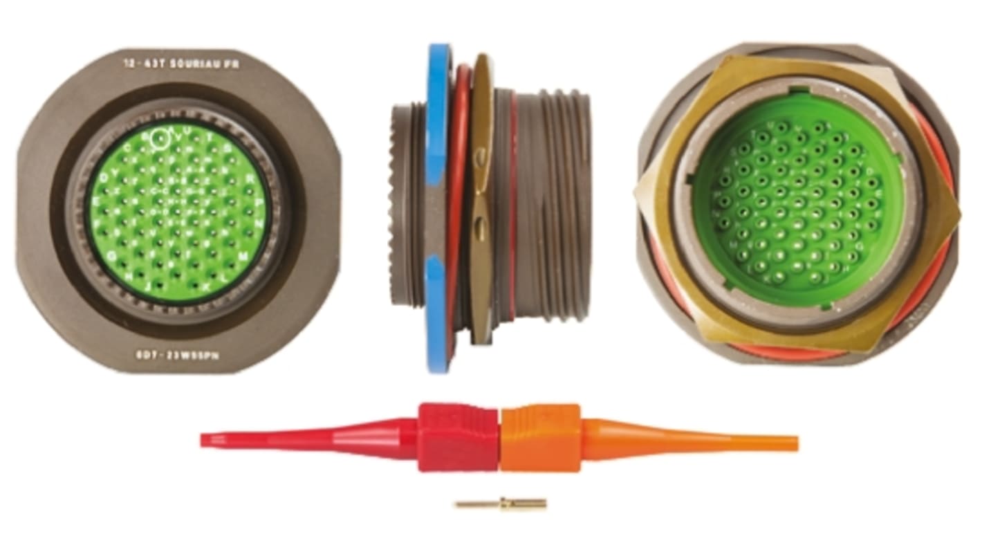 Souriau, 8D 55 Way Panel Mount MIL Spec Circular Connector Receptacle, Pin Contacts,Shell Size 23, Screw Coupling,