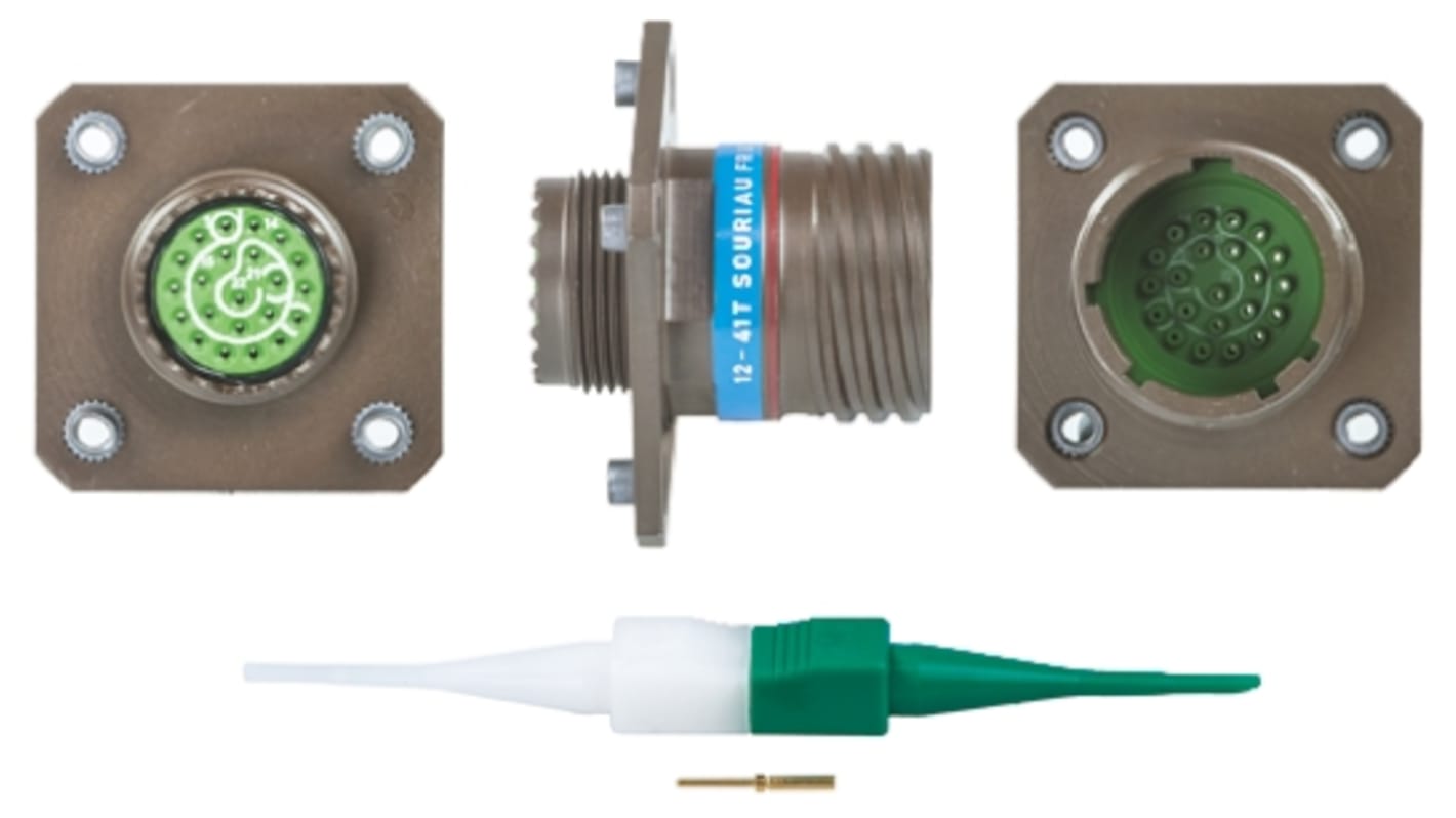 Souriau, 8D 22 Way Panel Mount MIL Spec Circular Connector Receptacle, Pin Contacts,Shell Size 13, Screw Coupling,