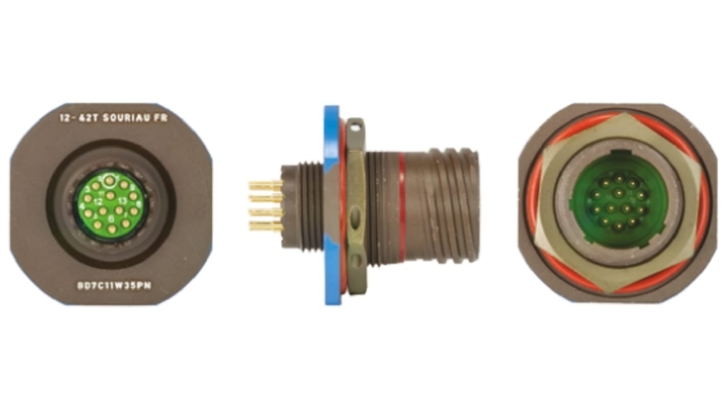 Souriau Sunbank by Eaton, 8D 13 Way Panel Mount MIL Spec Circular Connector Receptacle, Pin Contacts,Shell Size 11,