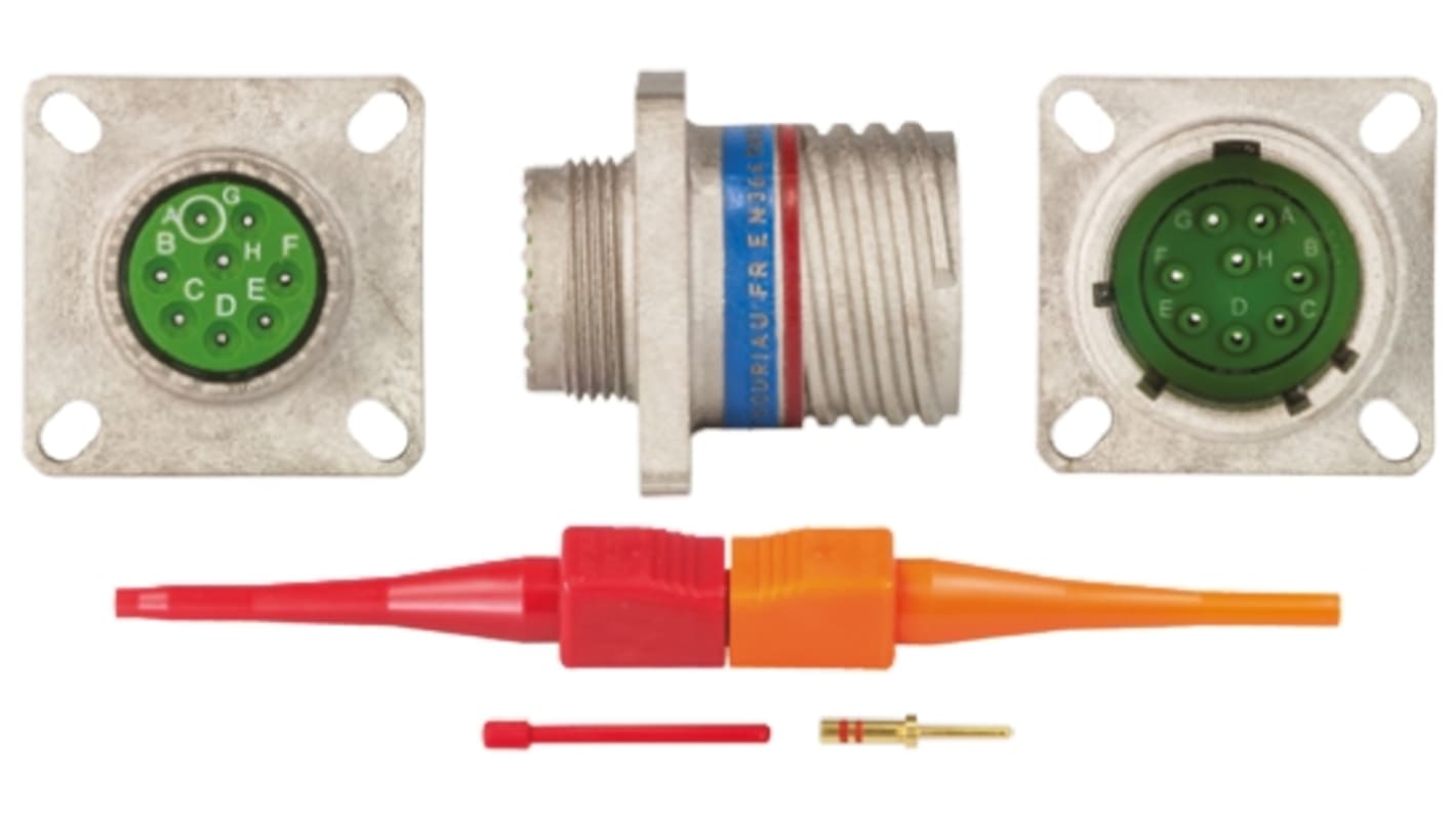 Souriau Sunbank by Eaton, EN3645, Copper Alloy 8 Way Panel Mount MIL Spec Circular Connector Receptacle, Pin