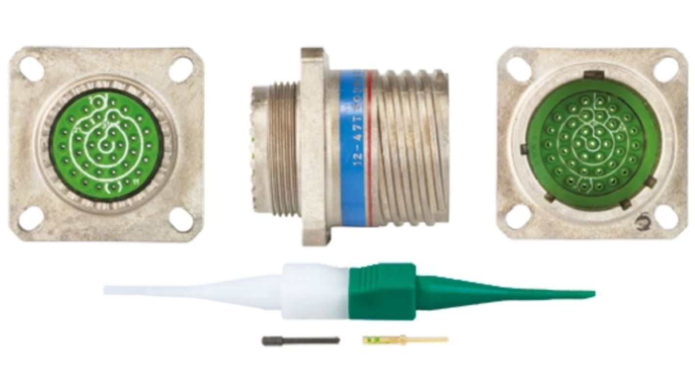 Souriau, EN3645 37 Way Panel Mount MIL Spec Circular Connector Receptacle, Pin Contacts,Shell Size 15, Screw Coupling,