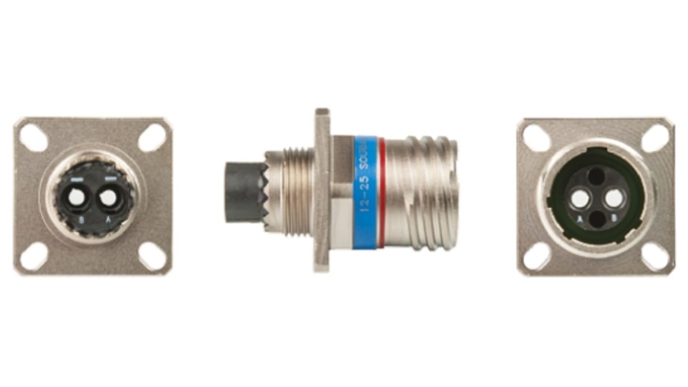 Souriau, 8D, Fibre Optic 2 Way Panel Mount MIL Spec Circular Connector Receptacle, Socket Contacts,Shell Size 11, Screw