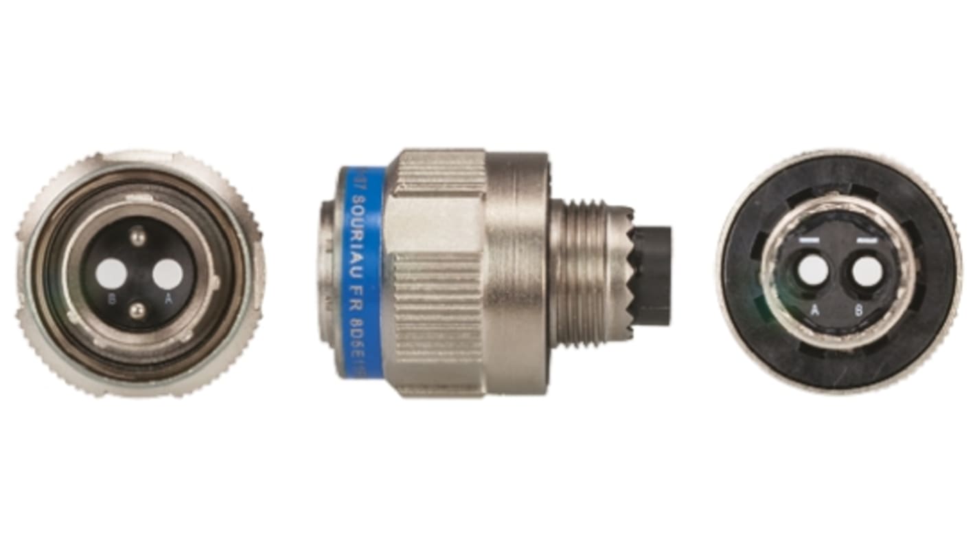 Souriau Sunbank by Eaton, 8D, Fibre Optic 2 Way Cable Mount MIL Spec Circular Connector Plug, Pin Contacts,Shell Size