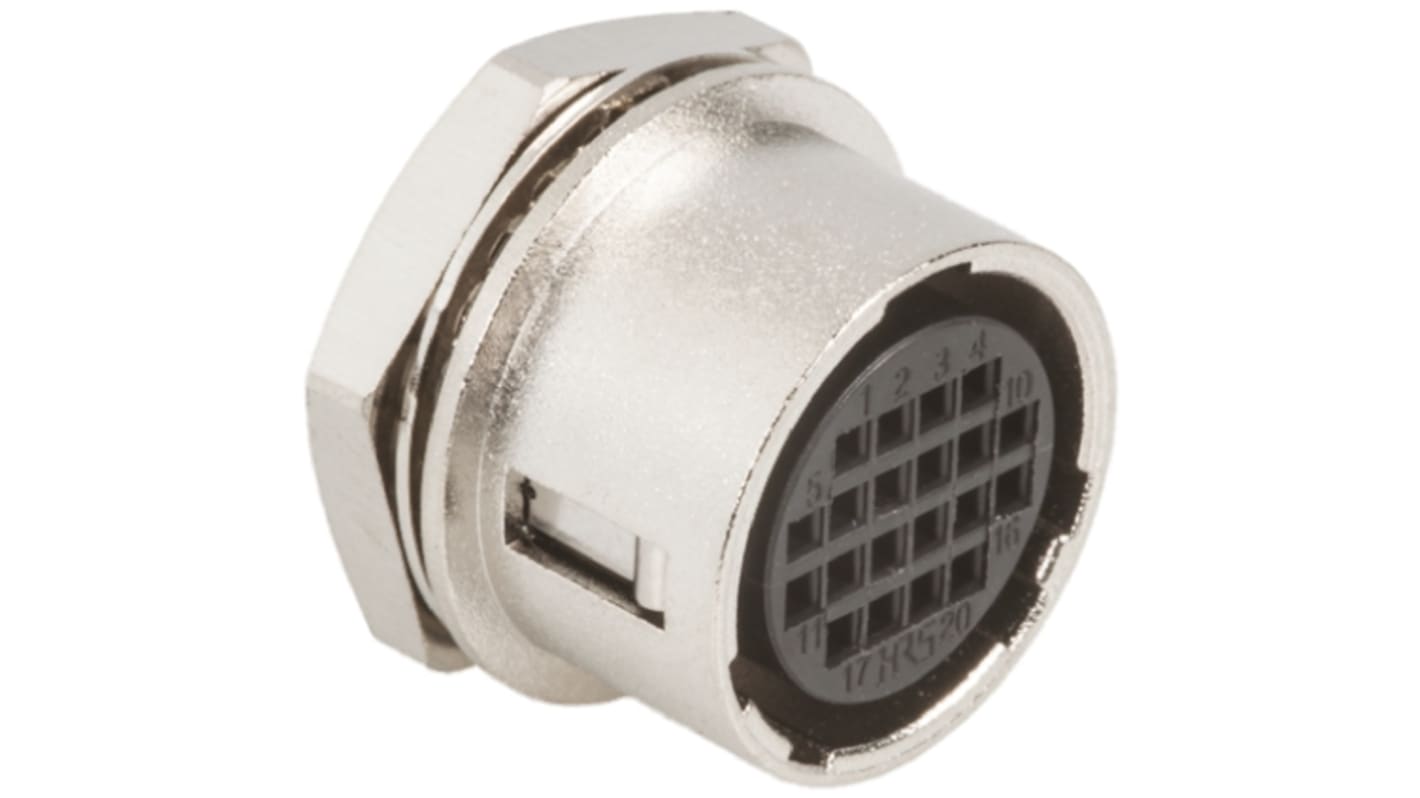 Hirose Connector, 20 Contacts, Panel Mount, Micro Connector, Socket, Female, HR10 Series