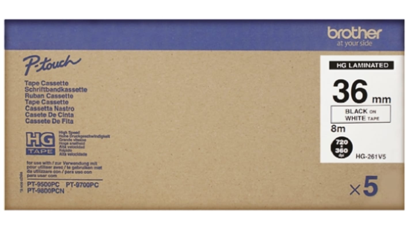 Brother Black on White Label Printer Tape, 8 m Length, 36 mm Width