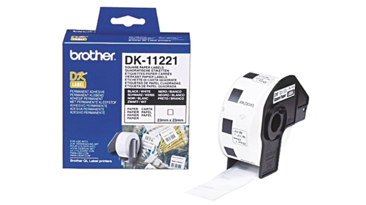 Brother White Black Print Label Roll, 23mm Width, 23mm Height, 1000Per Roll Qty