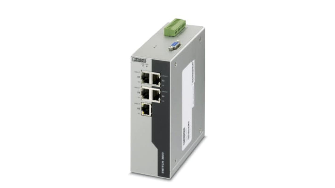 Phoenix Contact FL SWITCH 3005 Ethernet-Switch, 5 x RJ45 / 100Mbit/s für DIN-Schienen, 24V dc