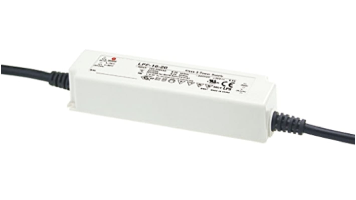 MEAN WELL LED Driver, 29.7 → 54V Output, 16.2W Output, 300mA Output, Constant Voltage