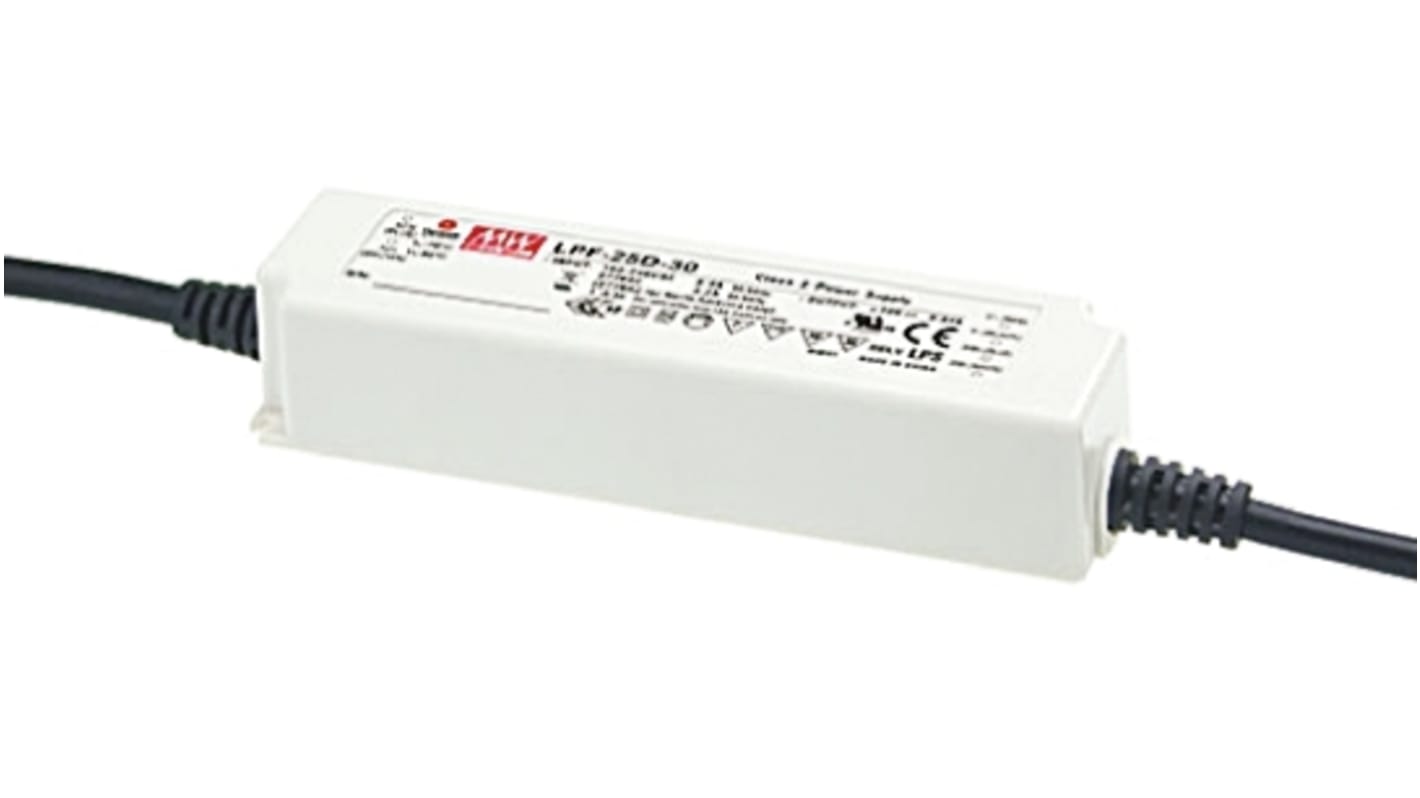 MEAN WELL LED Driver, 27 → 54V Output, 25.2W Output, 1.05A Output, Constant Voltage Dimmable