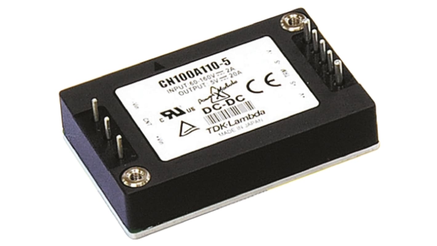 TDK-Lambda DC-DC Converter, 15V dc/ 2A Output, 60 → 160 V dc Input, 30W, Through Hole, +100°C Max Temp -40°C Min