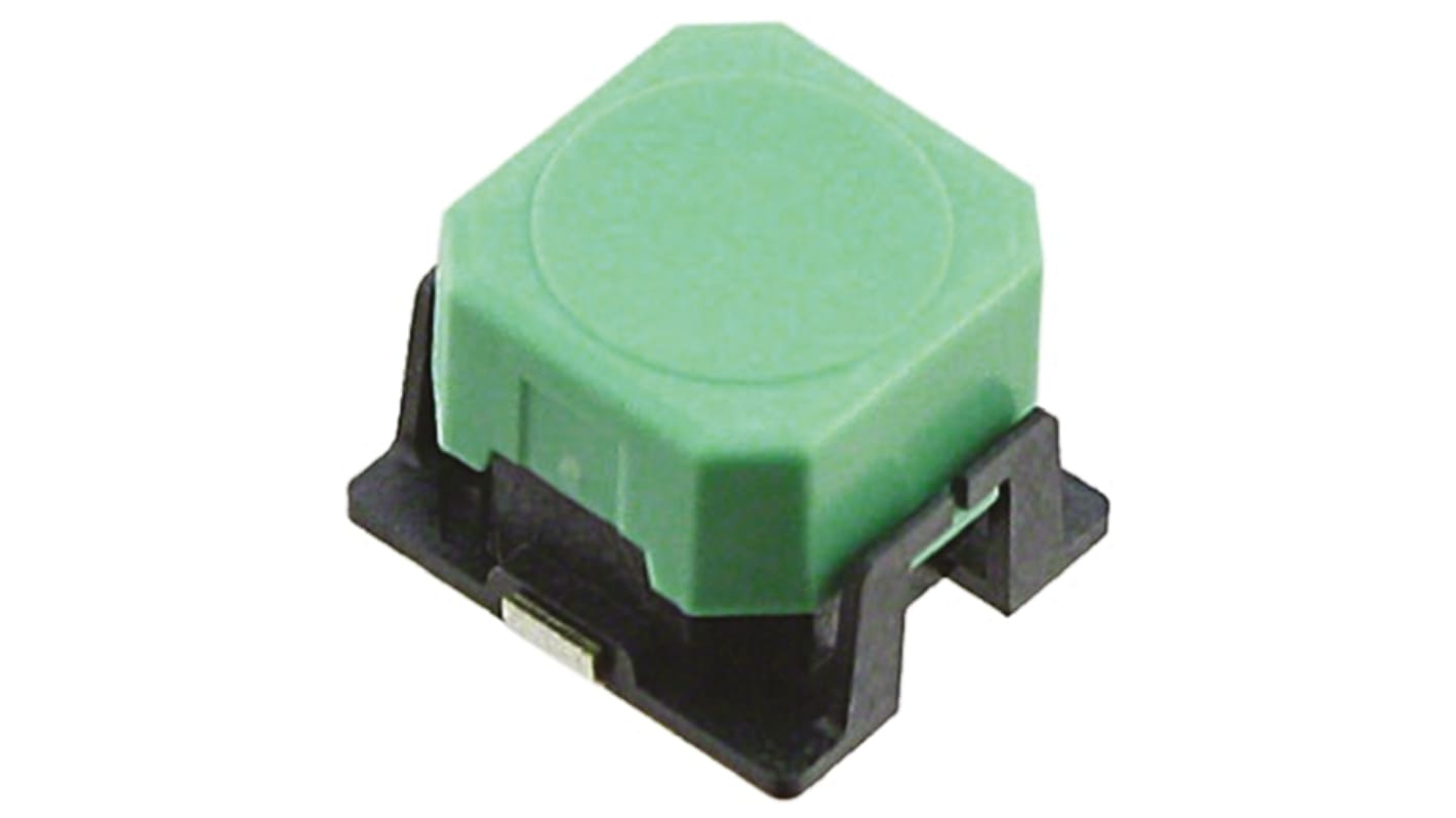 Omron Green Cap Tactile Switch, SPST 50 mA @ 16 V dc Through Hole