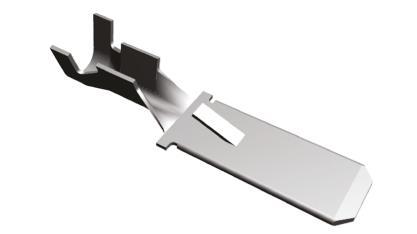 TE Connectivity FASTIN-FASTON .250 Uninsulated Male Spade Connector, Tab, 6.35 x 0.81mm Tab Size, 0.8mm² to 2mm²