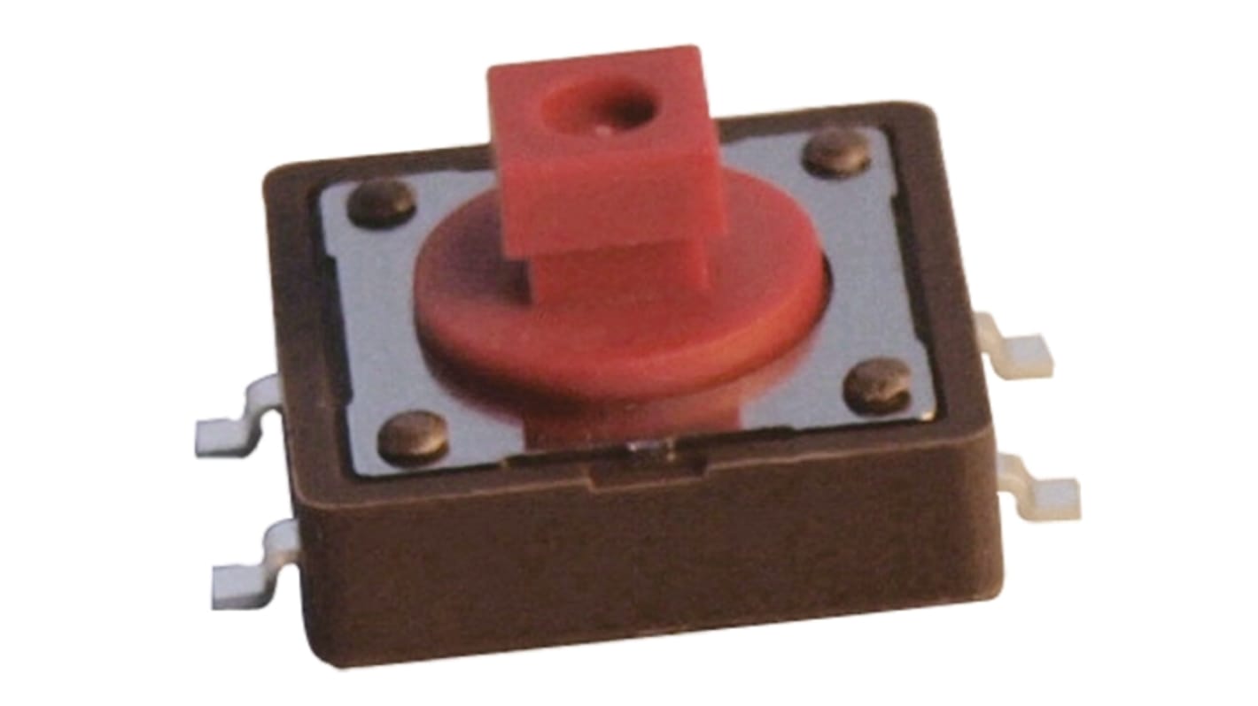 Apem Red Cap Tactile Switch, SPST 50 mA @ 12 V dc 4.3mm Surface Mount