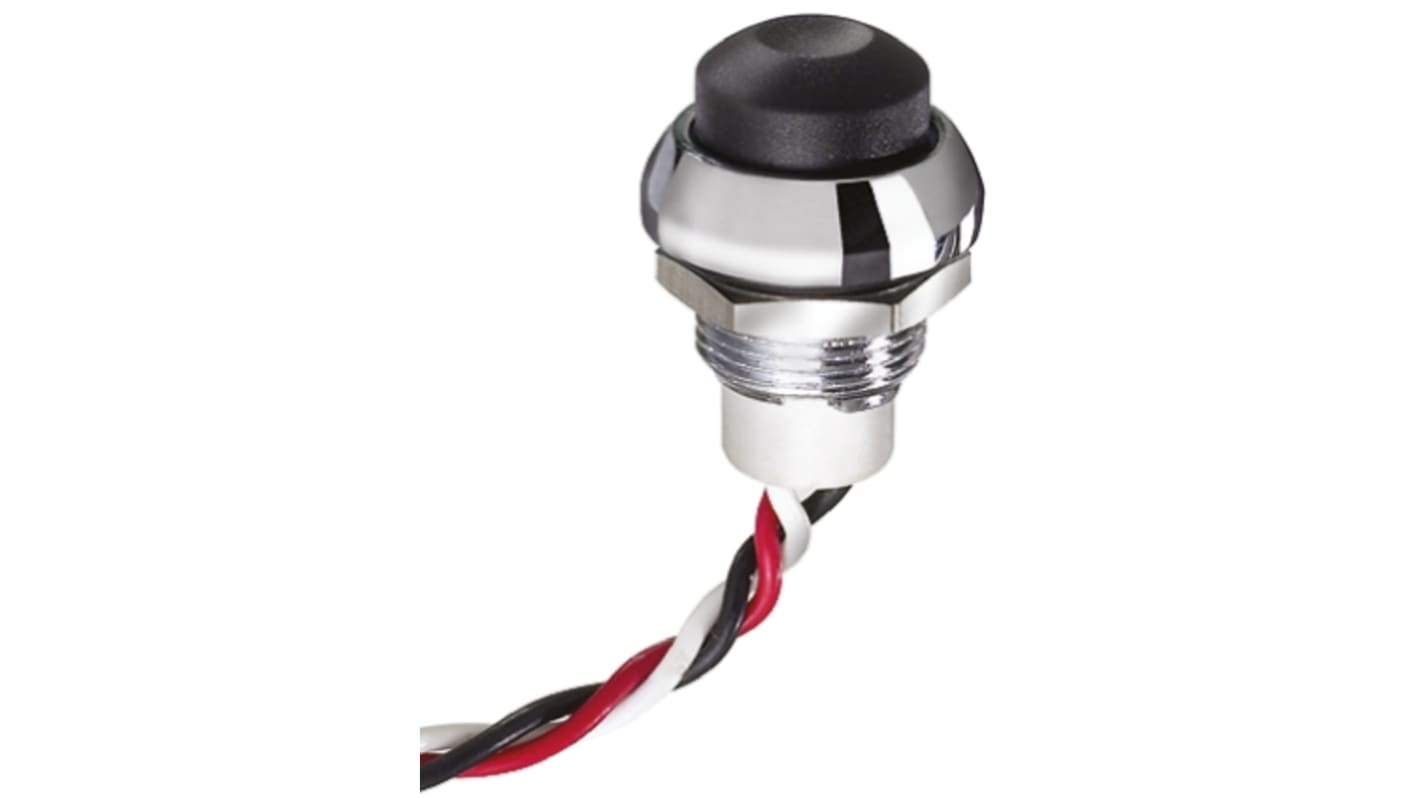 Apem IP67 Hall Effect Push Button Switch 5mA 50mA Plunger Pre-wired Momentary, -40 → +85°C, 3.5 → 14.5 V