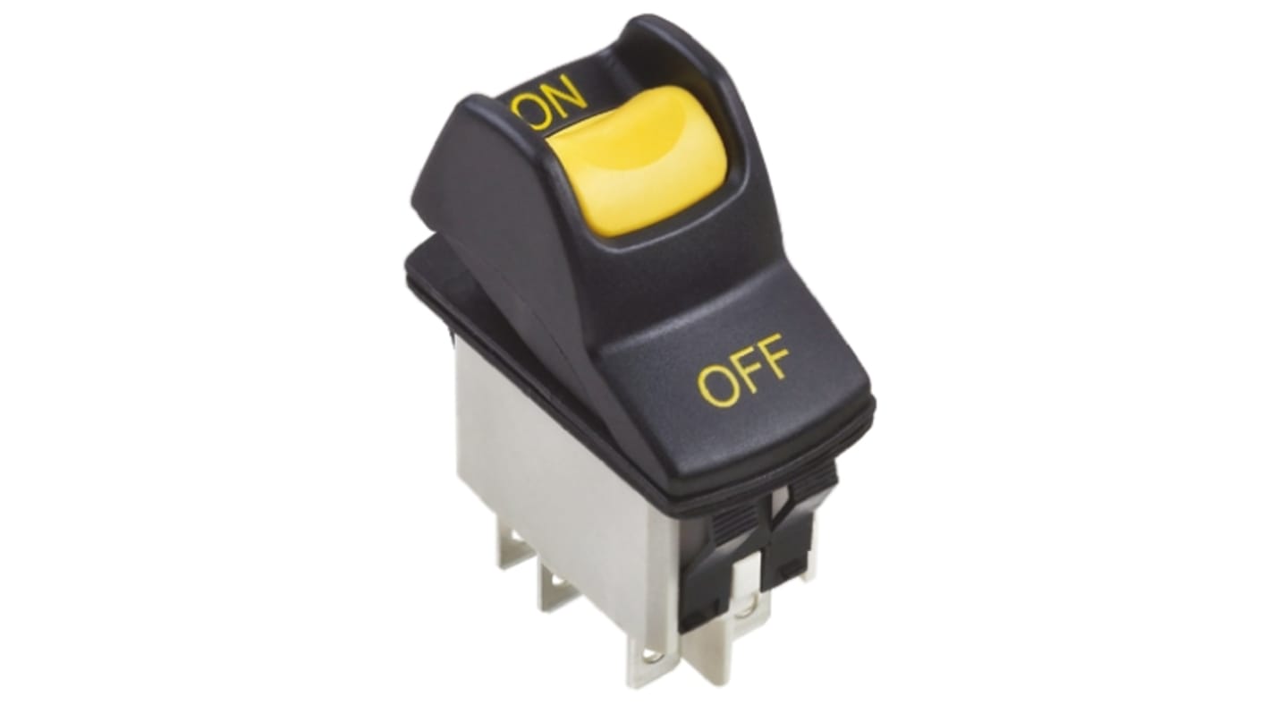 Interruptor de balancín, KL462AKXA125N01025, Contacto DPST, On-On, 5 A, No, Negro/amarillo, IP68
