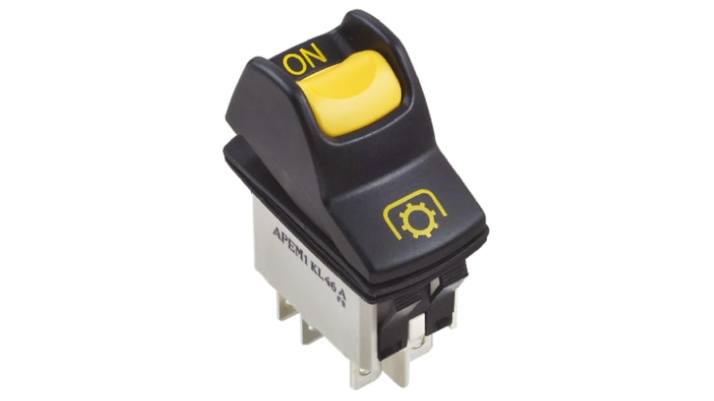 Interruptor de balancín, KL462AKXA125N01605, Contacto DPST, On-On, 5 A, No, Negro/amarillo, IP68