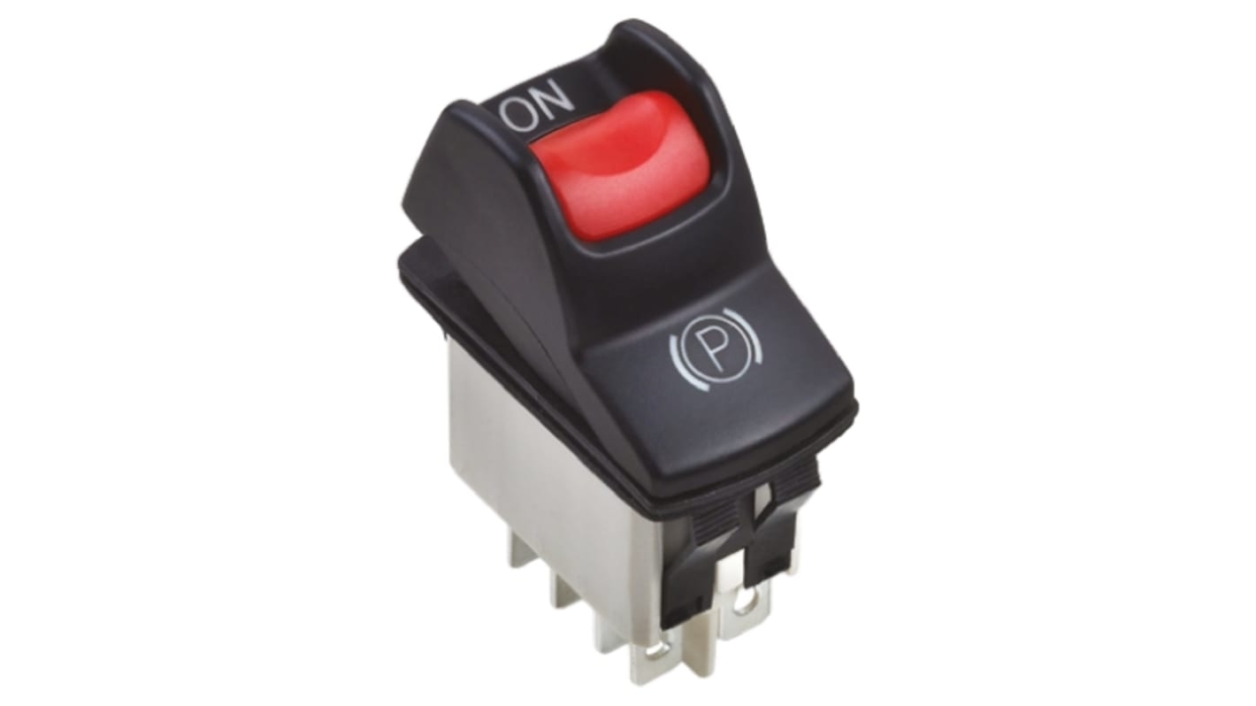 Interruptor de balancín, KL46CAKJG226N01A6, Contacto DPST, On-On, 5 A, Iluminado, Negro/Rojo, IP68