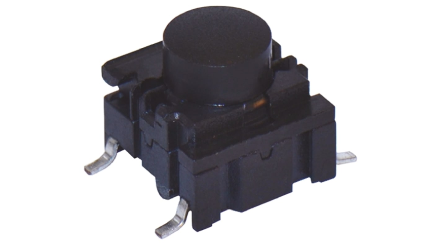 IP67 Black Cap Tactile Switch, SPST 50 mA @ 24 V dc