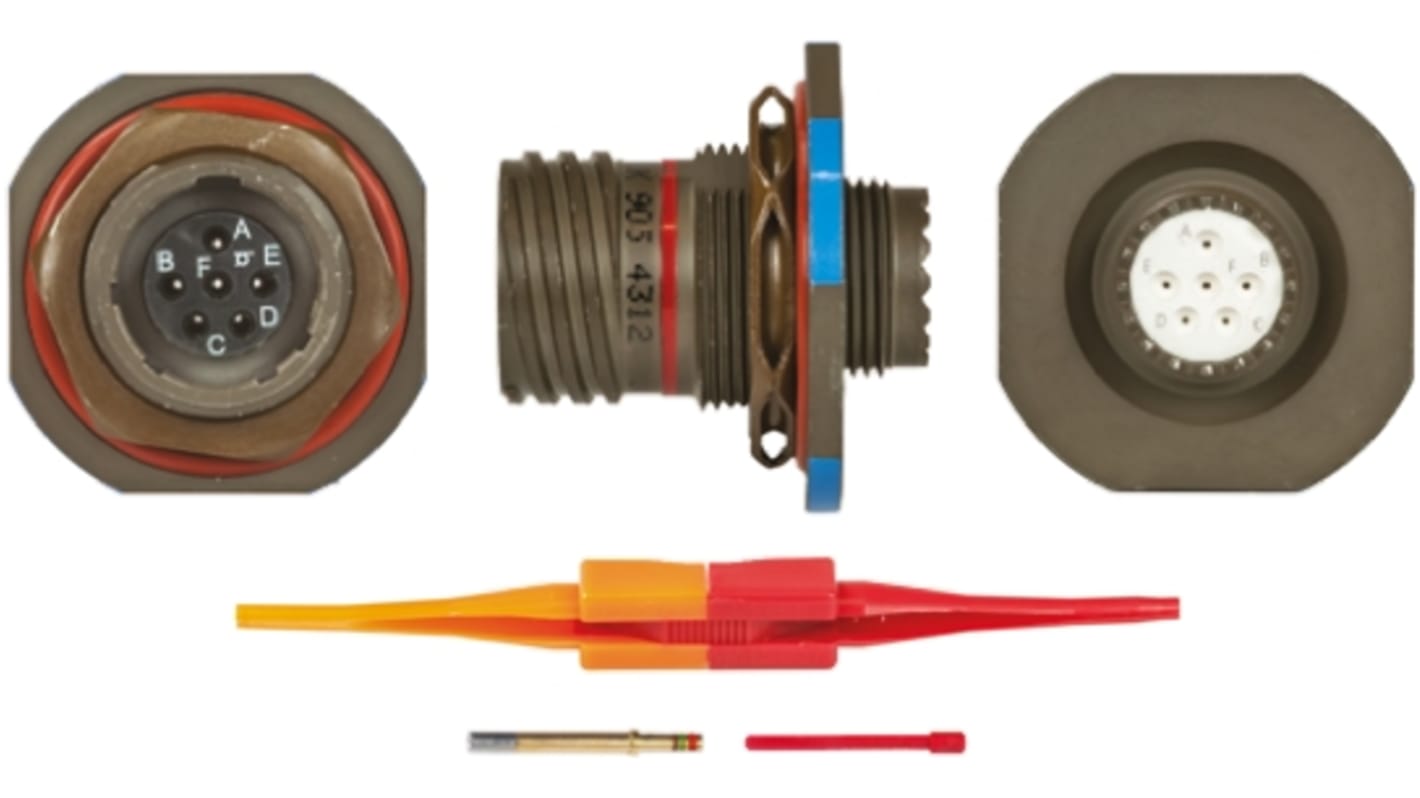 ITT Cannon, KJB 6 Way Panel Mount MIL Spec Circular Connector Receptacle, Socket Contacts,Shell Size 11, Screw Coupling