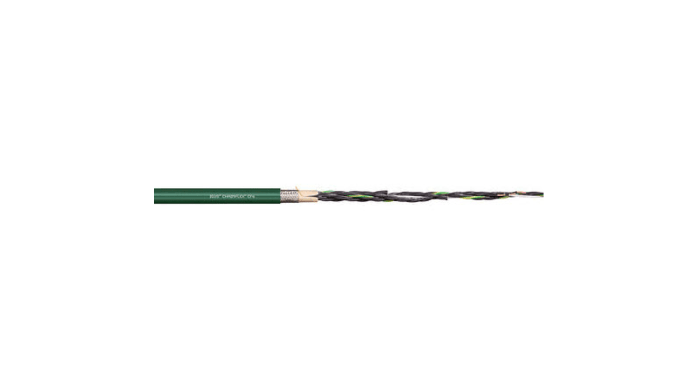 Igus chainflex CF6 Control Cable, 4 Cores, 0.25 mm², Screened, 25m, Green PVC Sheath, 24 AWG