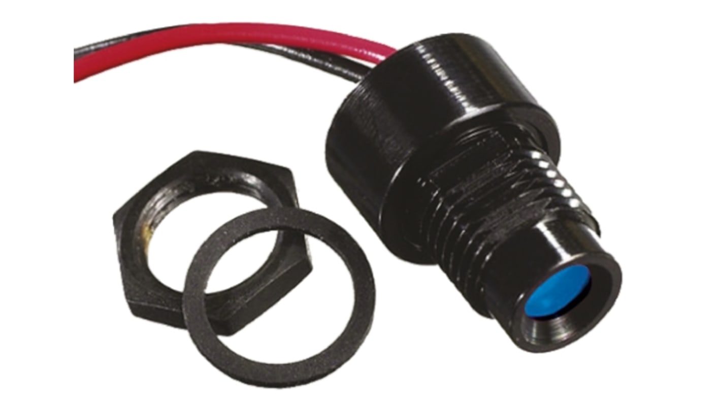 Indicatore da pannello APEM Blu  a LED, 2V cc, Ad incasso, foro da 8mm