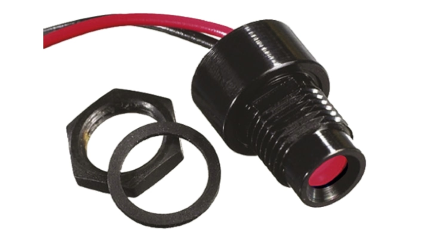 Indicatore da pannello APEM Rosso  a LED, 24V cc, Ad incasso, foro da 8mm