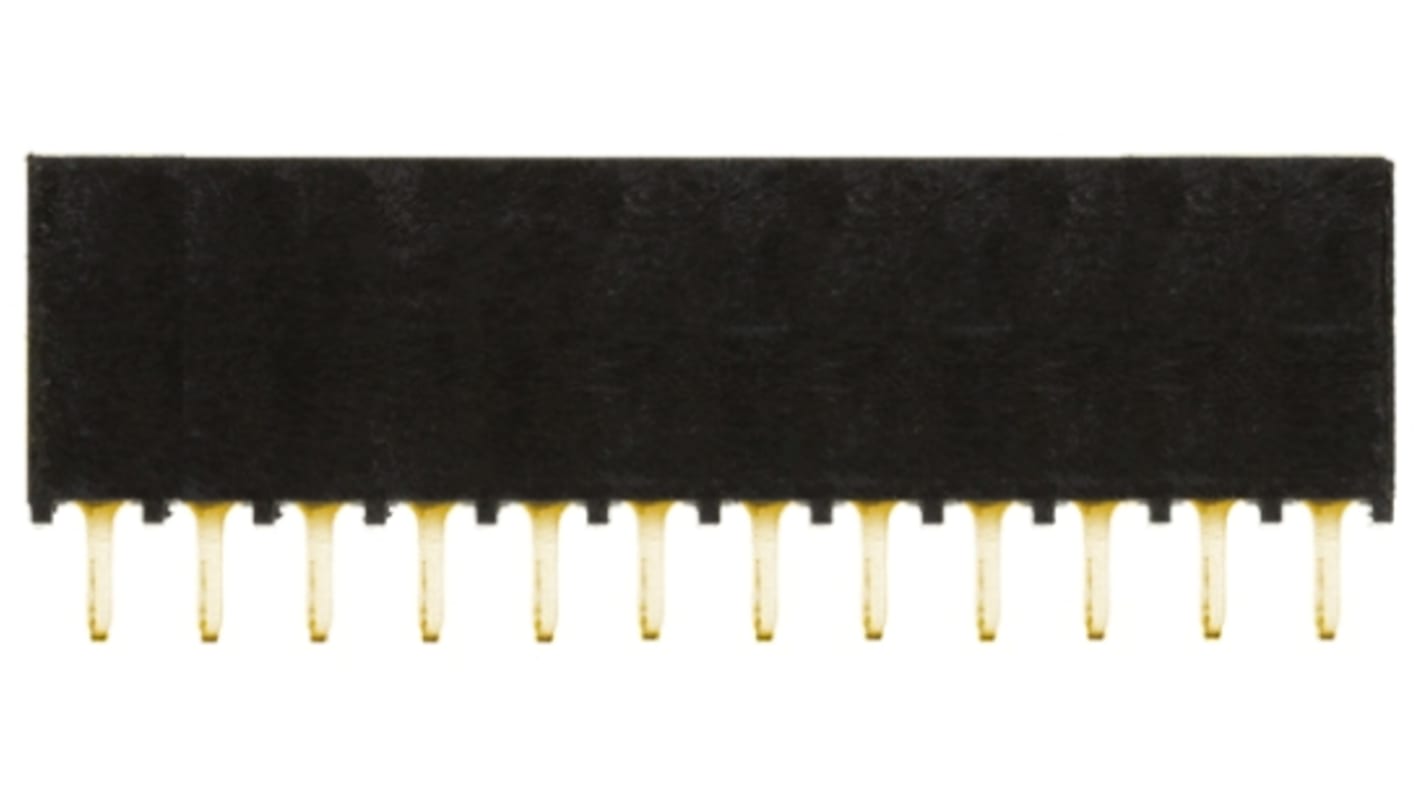 Samtec SSQ Series Straight Through Hole Mount PCB Socket, 12-Contact, 1-Row, 2.54mm Pitch, Solder Termination