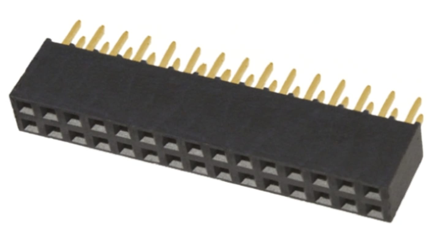 Samtec SSQ Series Straight Through Hole Mount PCB Socket, 30-Contact, 2-Row, 2.54mm Pitch, Solder Termination