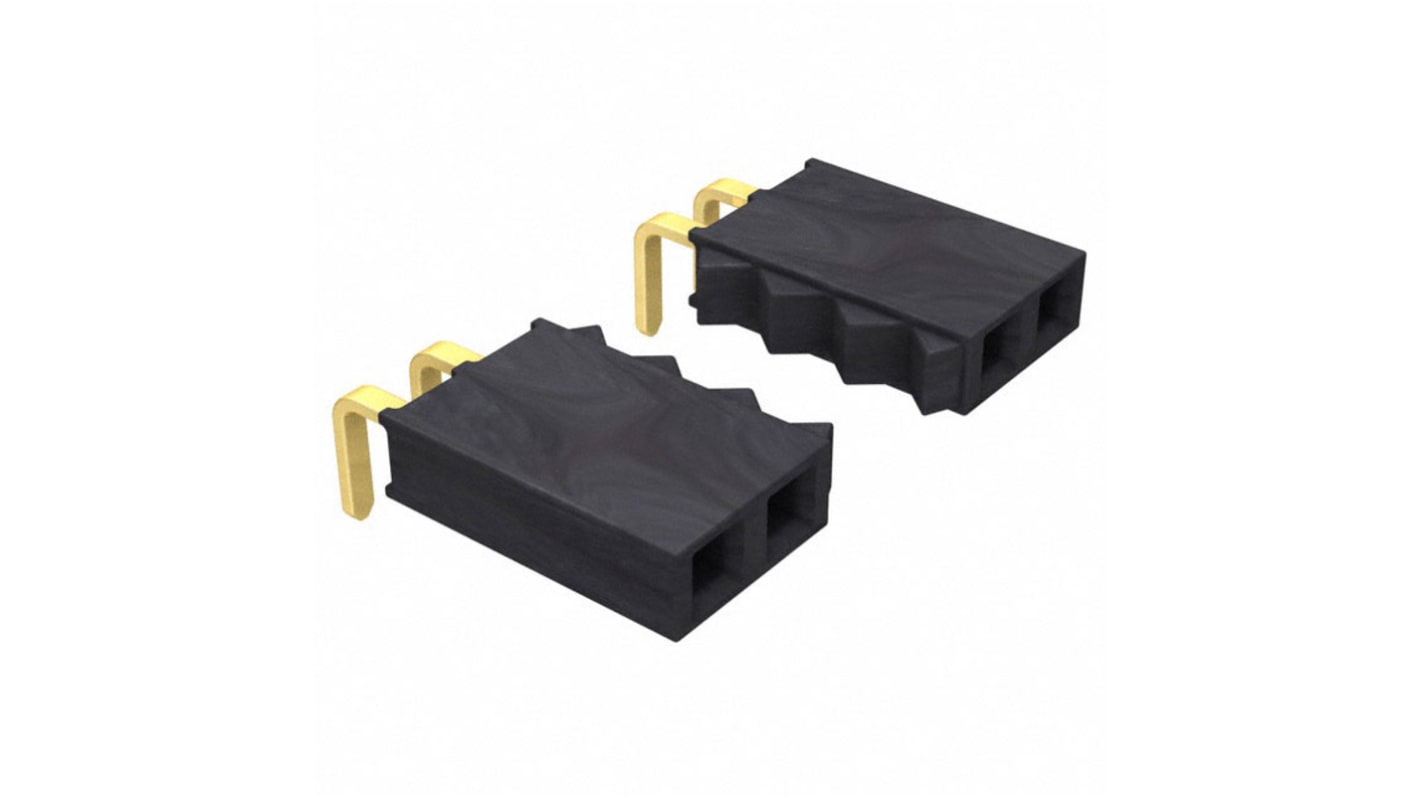 Samtec SSW Series Right Angle Through Hole Mount PCB Socket, 6-Contact, 1-Row, 2.54mm Pitch, Solder Termination