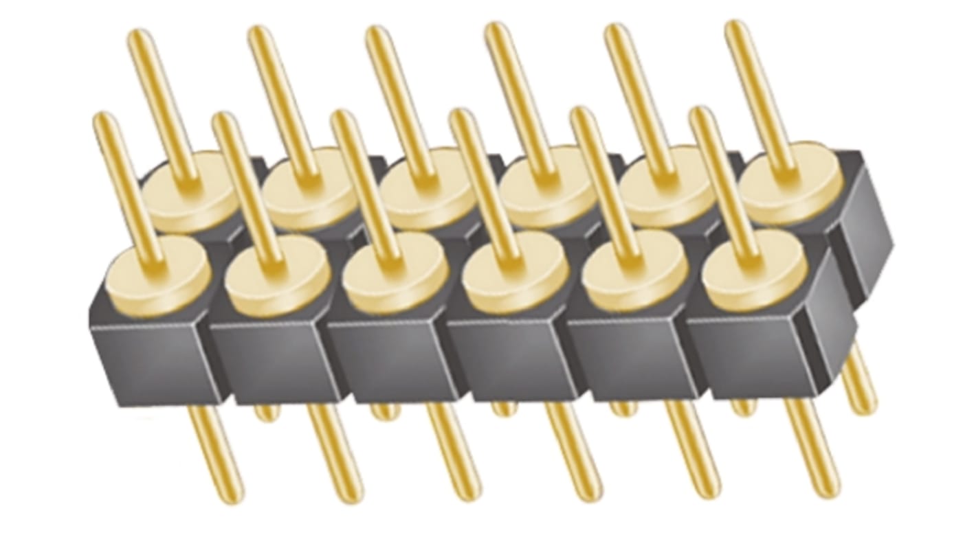 Samtec TD Series Straight Through Hole Pin Header, 12 Contact(s), 2.54mm Pitch, 2 Row(s), Unshrouded