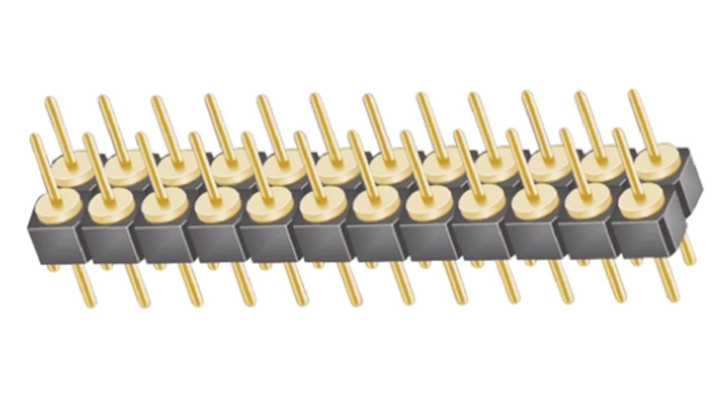 Samtec TD Series Straight Through Hole Pin Header, 24 Contact(s), 2.54mm Pitch, 2 Row(s), Unshrouded