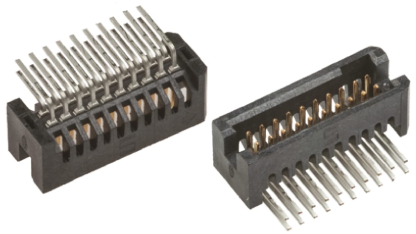 Samtec TFM Series Right Angle Through Hole PCB Header, 14 Contact(s), 1.27mm Pitch, 2 Row(s), Shrouded