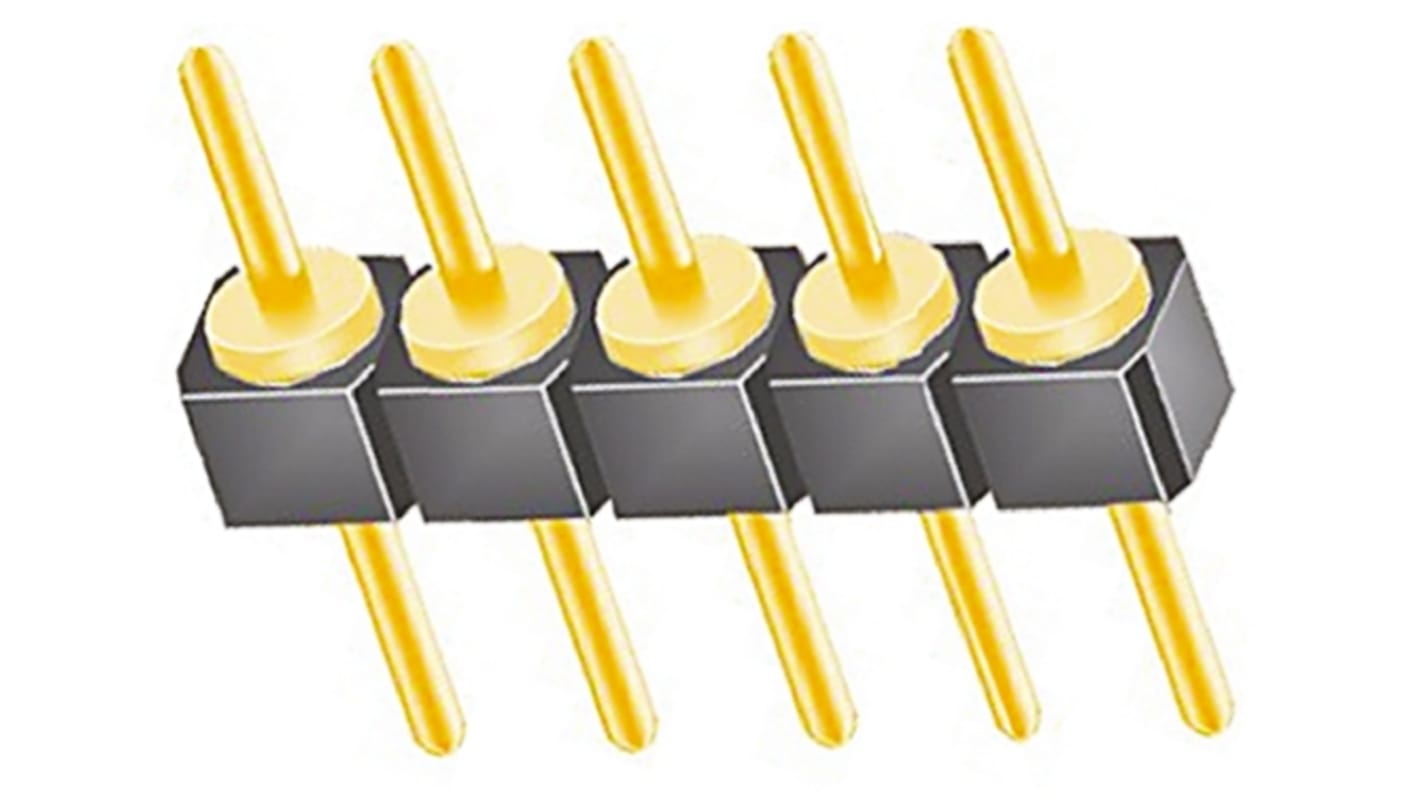 Samtec TS Series Straight Through Hole Pin Header, 5 Contact(s), 2.54mm Pitch, 1 Row(s), Unshrouded