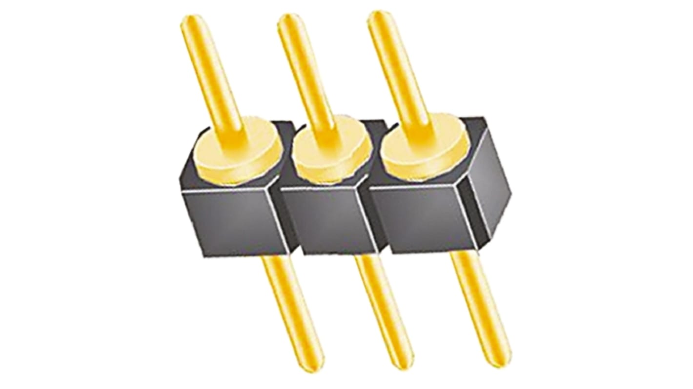 Samtec TS Series Straight Through Hole Pin Header, 3 Contact(s), 2.54mm Pitch, 1 Row(s), Unshrouded