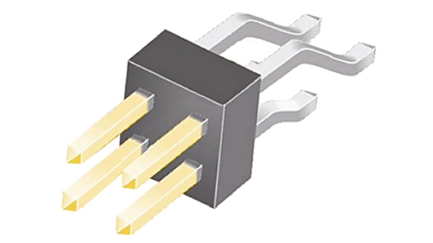 Samtec TSM Series Right Angle Surface Mount Pin Header, 4 Contact(s), 2.54mm Pitch, 2 Row(s), Unshrouded