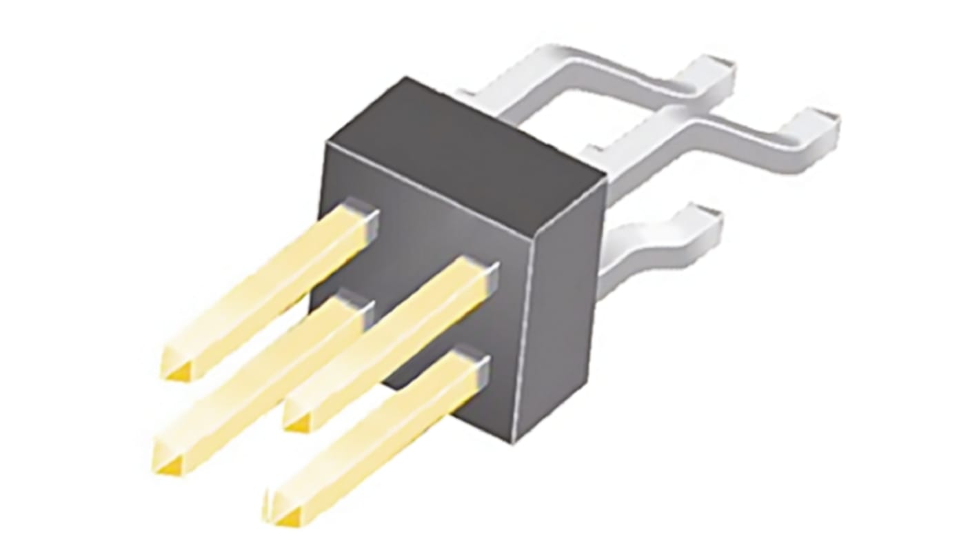 Samtec TSM Series Right Angle Surface Mount Pin Header, 4 Contact(s), 2.54mm Pitch, 2 Row(s), Unshrouded