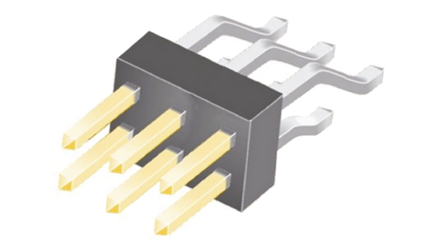 Samtec TSM Series Right Angle Surface Mount Pin Header, 8 Contact(s), 2.54mm Pitch, 2 Row(s), Unshrouded