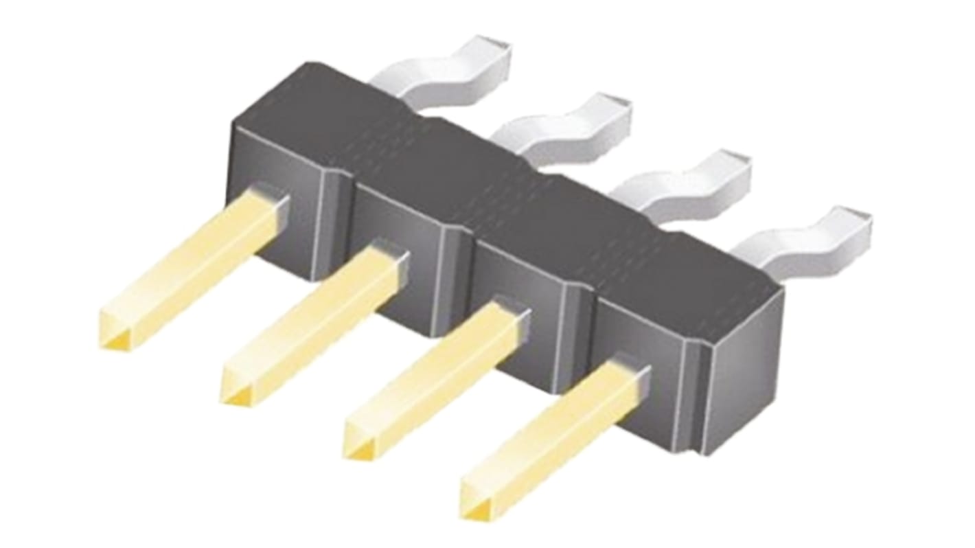 Samtec TSM Series Right Angle Surface Mount Pin Header, 4 Contact(s), 2.54mm Pitch, 1 Row(s), Unshrouded