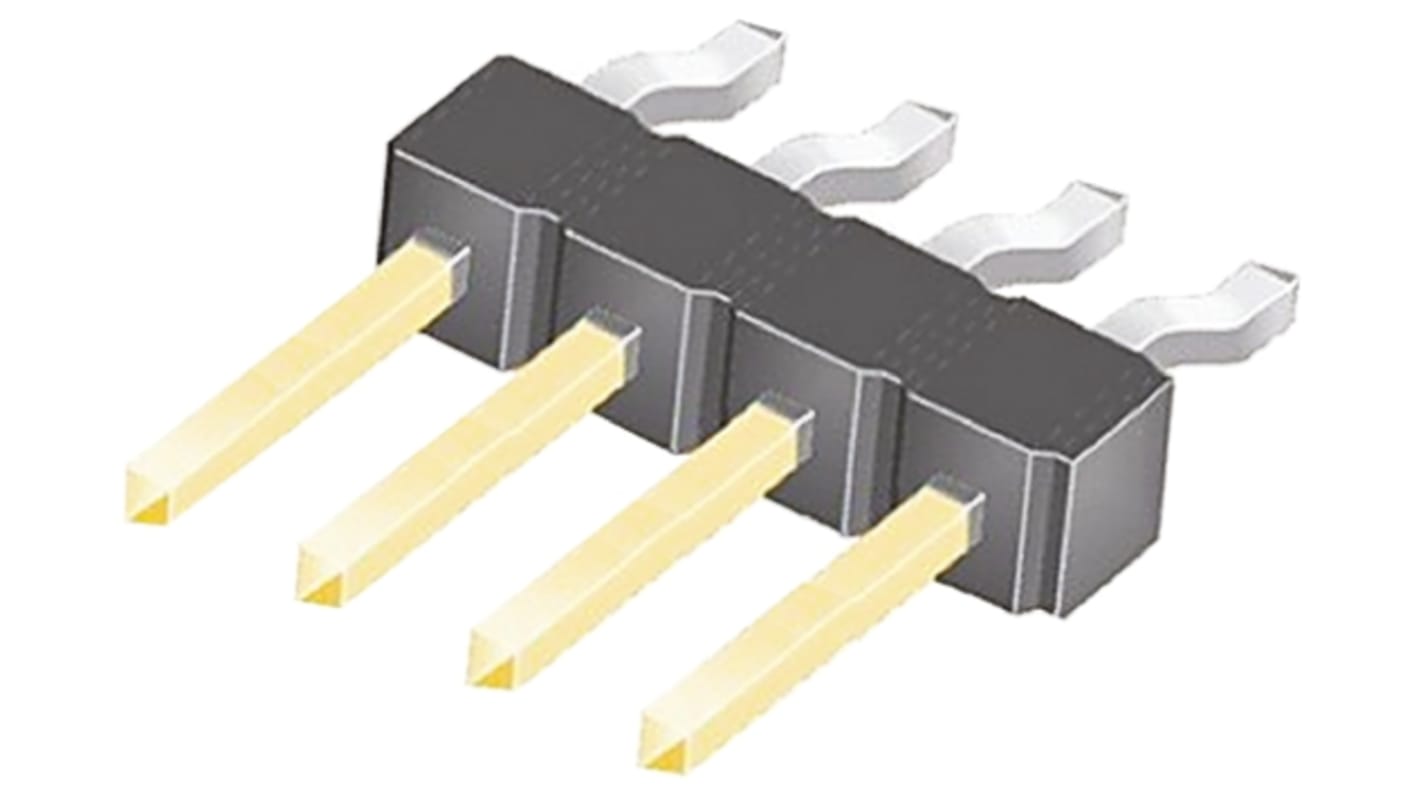Samtec TSM Series Right Angle Surface Mount Pin Header, 4 Contact(s), 2.54mm Pitch, 1 Row(s), Unshrouded