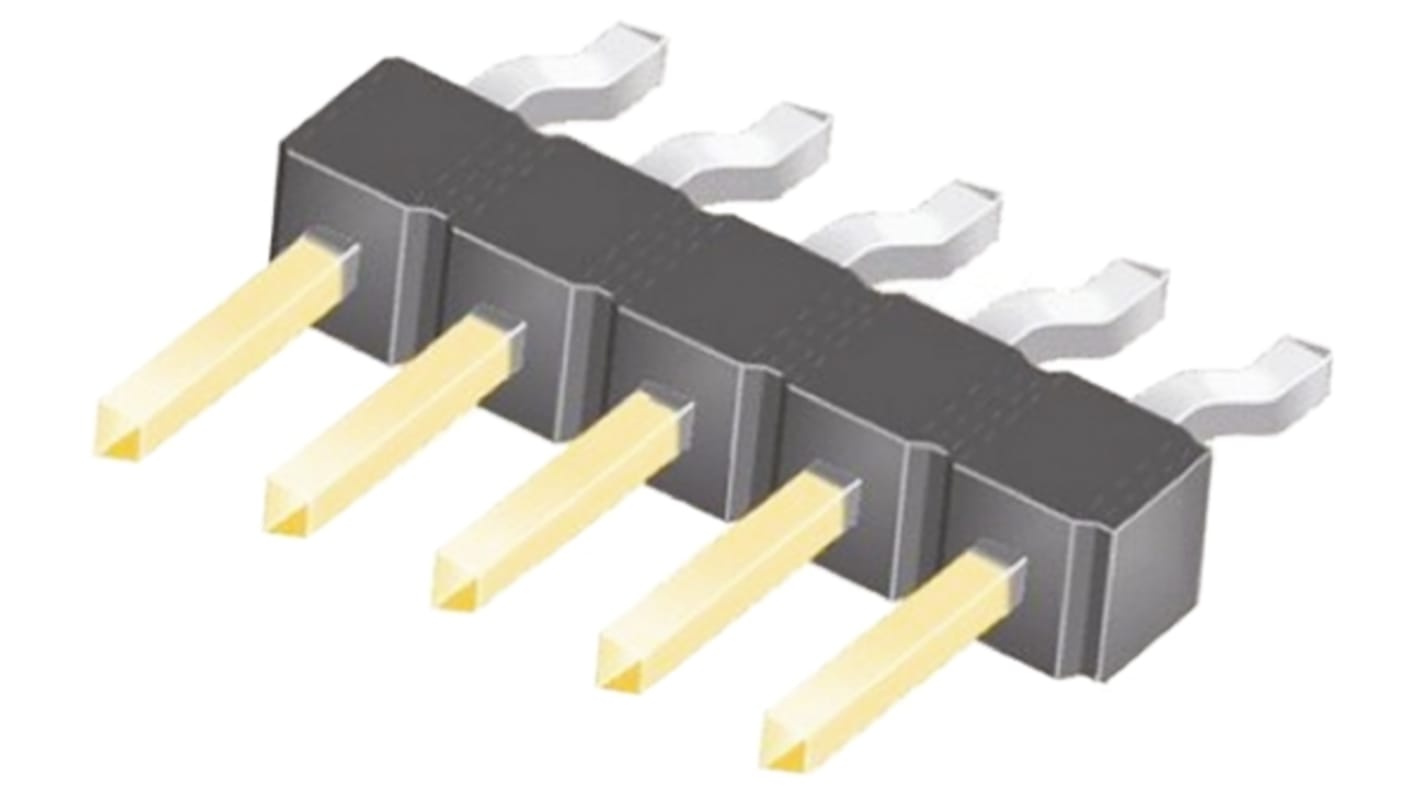 Samtec TSM Series Right Angle Surface Mount Pin Header, 5 Contact(s), 2.54mm Pitch, 1 Row(s), Unshrouded