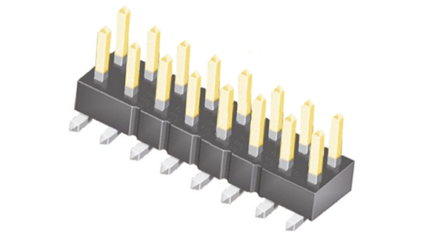 Samtec TSM Series Straight Surface Mount Pin Header, 16 Contact(s), 2.54mm Pitch, 2 Row(s), Unshrouded