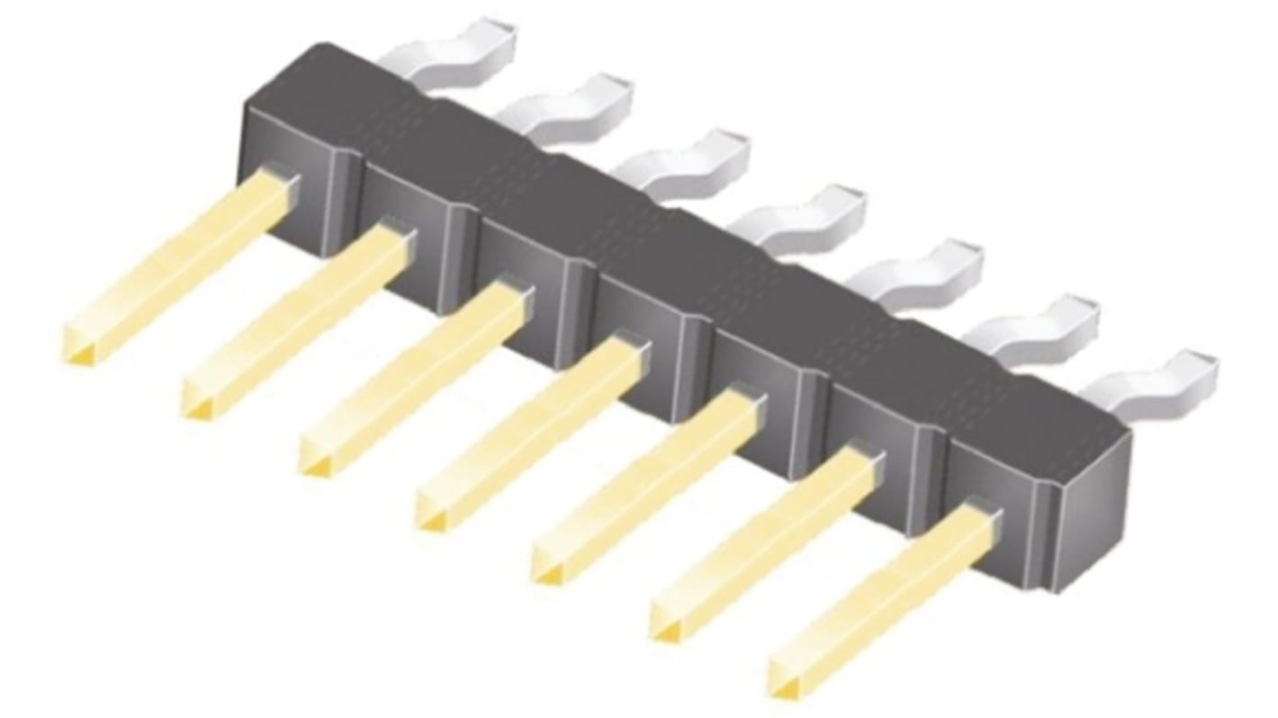 Samtec TSM Series Right Angle Surface Mount Pin Header, 7 Contact(s), 2.54mm Pitch, 1 Row(s), Unshrouded
