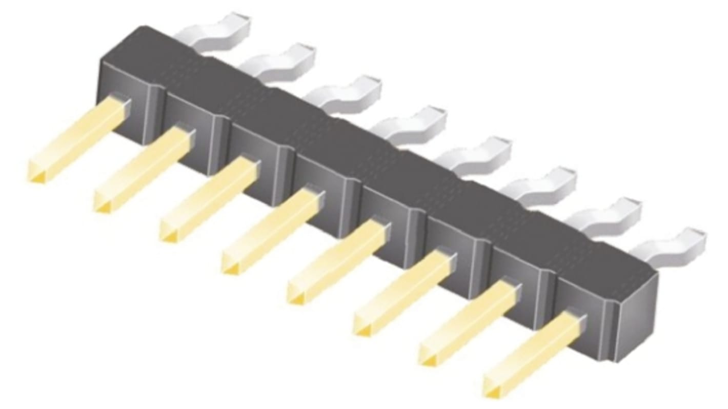 Samtec TSM Series Right Angle Surface Mount Pin Header, 8 Contact(s), 2.54mm Pitch, 1 Row(s), Unshrouded